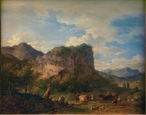 Cows in Front of a Cliff at Oberaudorf