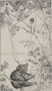 Bear and Elf, Preliminary Drawing for Opus IV, Sheet 1 (Singer 52) by Max Klinger