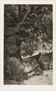 Fallen Rider (Intermezzi, Opus IV, Plate 11) by Max Klinger