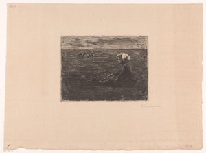 Young Goat Herder Sitting in the Field by Max Liebermann (signed by artist)