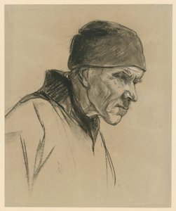 Old Man with Cap (Bust, Profile to the Right), Study for: Walking Farmer (1894) by Max Liebermann