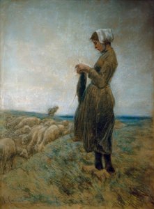 Dutch Shepherd Girl (Knitting Shepherdess) by Max Liebermann