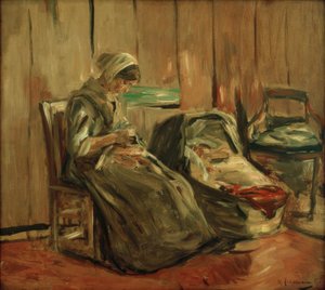 Interior with Sewing Woman
