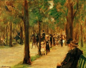 Promenade in the Tiergarten with Walkers and a Horse by Max Liebermann