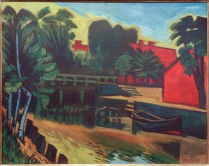 Great Mill Ditch Bridge seen from the East, Leba / Pomerania by Max Pechstein