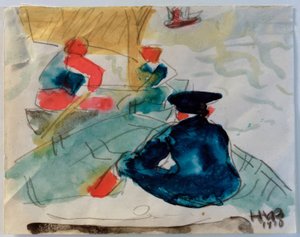 Fishermen Sitting in a Boat by Max Pechstein