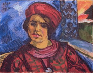 Young Woman with Red Turban by Max Pechstein
