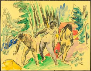 Three Nudes in the Forest by Max Pechstein
