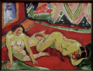 Two Female Nudes in the Room by Max Pechstein