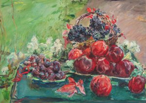 Still Life with Apples, Grapes, and Plums by Max Slevogt