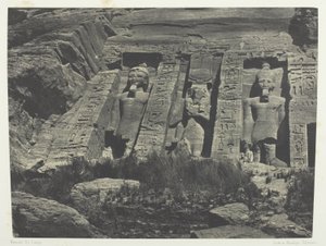 Ibsamboul, Southern Part of the Hathor Temple; Nubia, plate 110 from the album "Egypt, Nubia, Palestine and Syria" (1852) by Maxime Du Camp