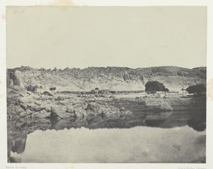 Northern Bank of the Nile (Village of Abou-Koli), View Taken North of Philae; Nubia, plate 84 from the album "Egypt, Nubia, Palestine and Syria" (1852) by Maxime Du Camp