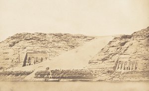 General View of the Speos of Phre and Athor, at Abousembil, Taken from the Island, March 29, 1850 by Maxime Du Camp