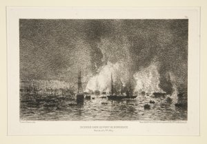 Fire in the Port of Bordeaux by Maxime Lalanne