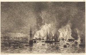 Fire in the Port of Bordeaux by Maxime Lalanne