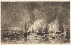 Fire in the Port of Bordeaux by Maxime Lalanne