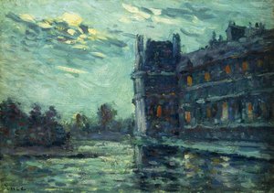 The Floods of 1910, The Pavilon de Flore, at The Louvre, Paris by Maximilien Luce