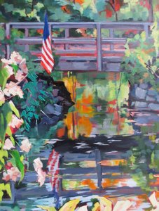 American Flag Bridge Reflections by Maxine Shore