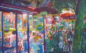 Bustling Evening Cafe