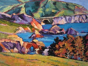 Colorful Coastal Bridge by Maxine Shore