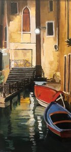 Evening Canal Boats by Maxine Shore