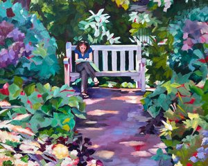 Peaceful Garden Reading by Maxine Shore