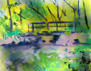Serene Forest Bridge by Maxine Shore