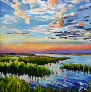 Vibrant Marsh Sunset by Maxine Shore