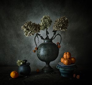 Dark Floral Still Life by May G