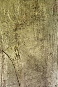 Stela 9 Depicting Ajb’alun Haab’tal Wat’ul K’atel, Terminal Classic King from Ceibal, Guatemala (detail)