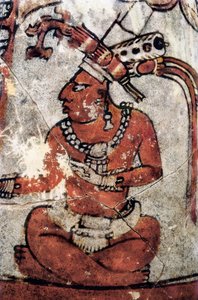 Mayan warrior. Polychrome ceramic, Mayan art, 7th century
