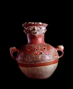 Precolombian art, Maya civilization, postclassical period: zoomorphic burial urn of clay. From Mixco Viejo, Chimaltenango, Guatemala