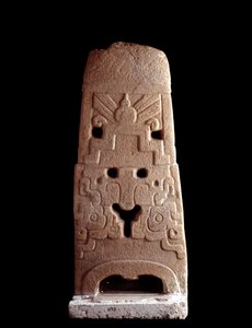 Pre-Columbian Art, Mayan Civilization, Pre-Classical Period: Stone Stele Decorated with the Stylistic Mask of a Deity. 600-1100 AD. From Saca Tepequez, Guatemala. Guatemala City, Museo Nazionale di Archeologia e Etnologia by Mayan Mayan