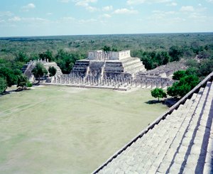Precolombian civilization: view of the site of Chichen Itza in the Yucatan region. Mayan civilization, classical period and Mayan renaissance, 750-1200 AD. Mexico by Mayan Mayan