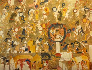 Reconstruction of a Mayan painting depicting a battle scene by Mayan Mayan