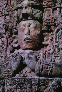 Stele in Grand Plaza (detail) by Mayan Mayan