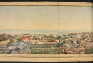 Section of a panorama of Delhi by Mazar or Mazhar Ali Khan