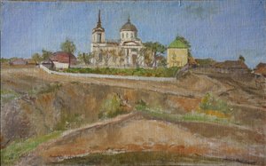 Tarkhany. View of the Church of the Archangel Michael by Meer Michailovich Gokhstein