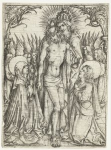 Adoration of the Holy Trinity by Mary, John the Evangelist, and Angels by Meester van het Amsterdamse Kabinet