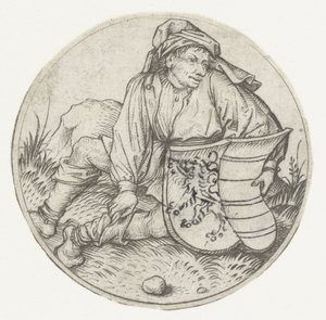Farmer with White Shield by Meester van het Amsterdamse Kabinet