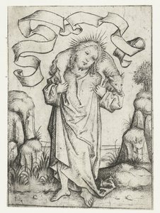 Christ as the Good Shepherd by Meester van het Amsterdamse Kabinet