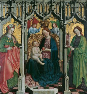 Enthroned Mary with Saints Margaret and Barbara (Front); Man of Sorrows in Foliage Ornament (Back) by Meister von Uttenheim