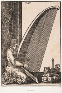 A Harpist by Melchior Lorck