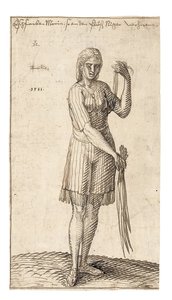 A Nigerian woman holding reeds by Melchior Lorck