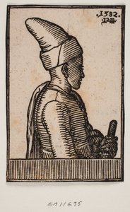 Bust of a Young Man with Pointed Hat and Staff in His Left Hand, Profile Towards the Right