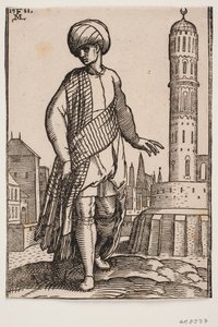 Elegant Young Man with Turban and Long Shawl by Melchior Lorck