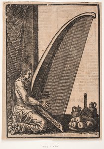 Female Harp Player by Melchior Lorck