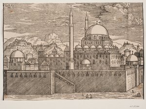 Idealized Image of the Bayazidiye Mosque, Seen from South East by Melchior Lorck