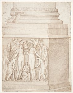 The Sculptured Pedestal of a Column by Melchior Lorck