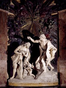 Marble Sculpture Depicting Baptism of Christ, Co-Cathedral of St John, Valletta, Malta by Melchiorre Cafa
